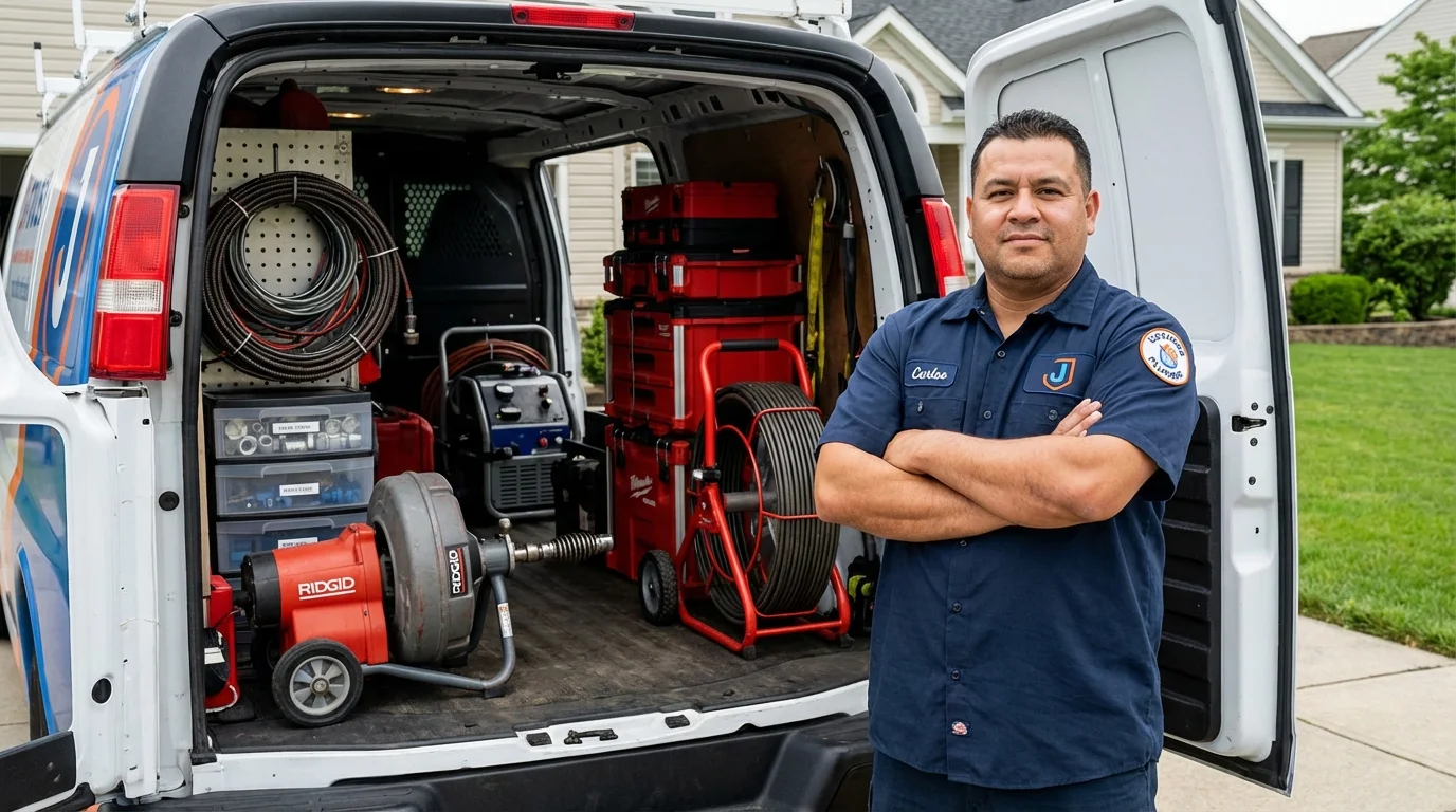 Professional drain cleaning equipment and Johns Plumbing LLC plumber in Hickory Hills