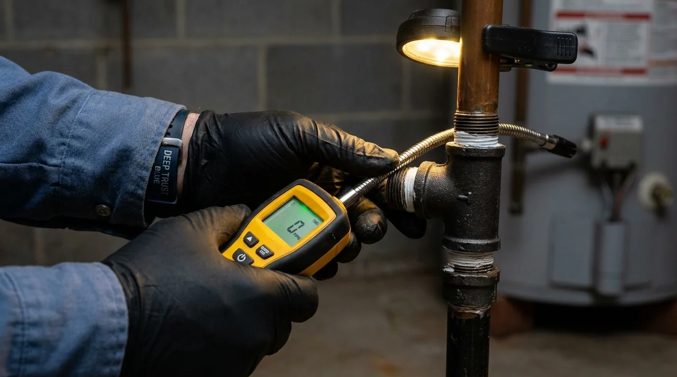 Gas leak detection with electronic sniffer by Johns Plumbing LLC in Hickory Hills