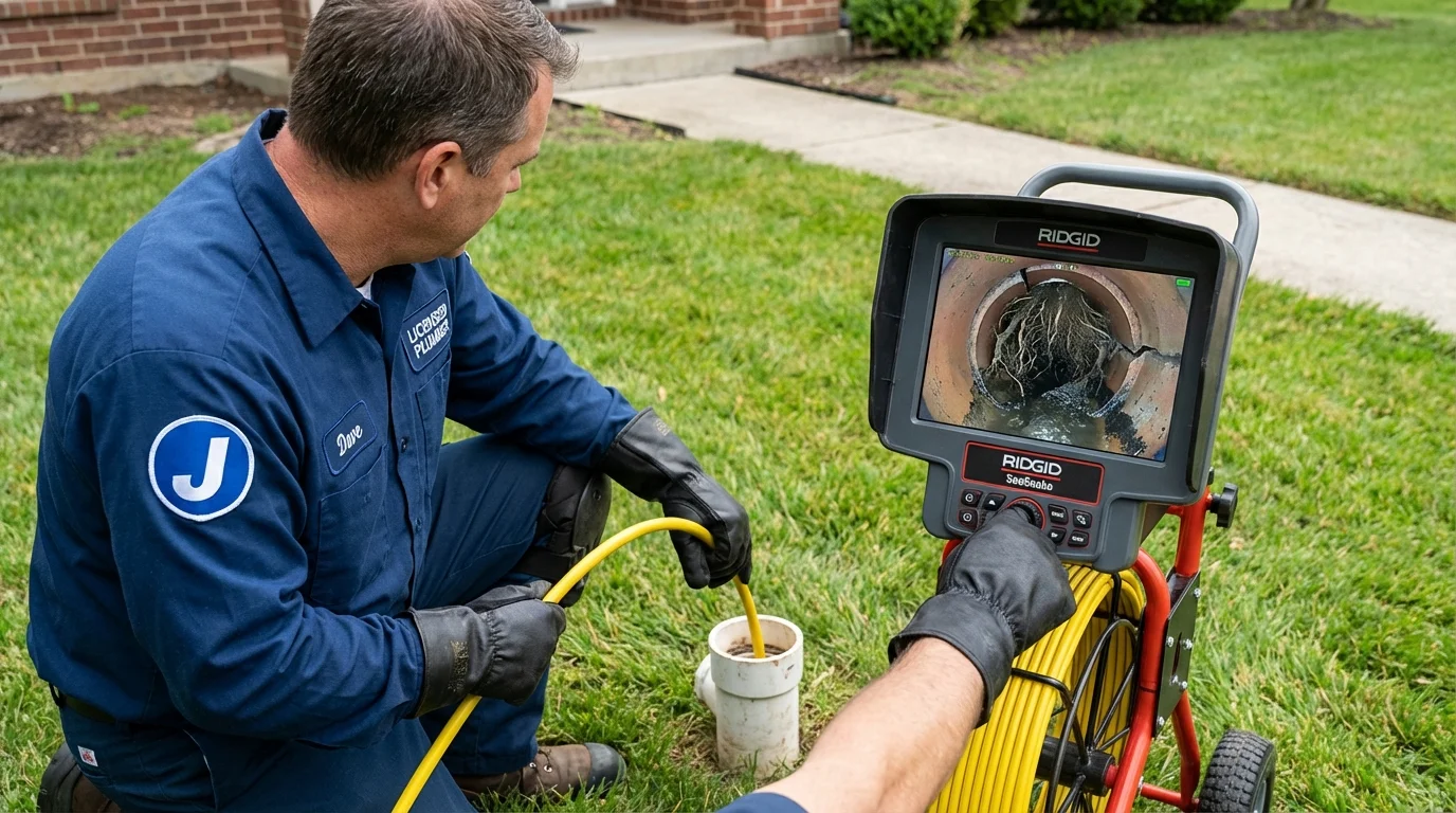 Sewer camera inspection being performed by Johns Plumbing LLC in Hickory Hills